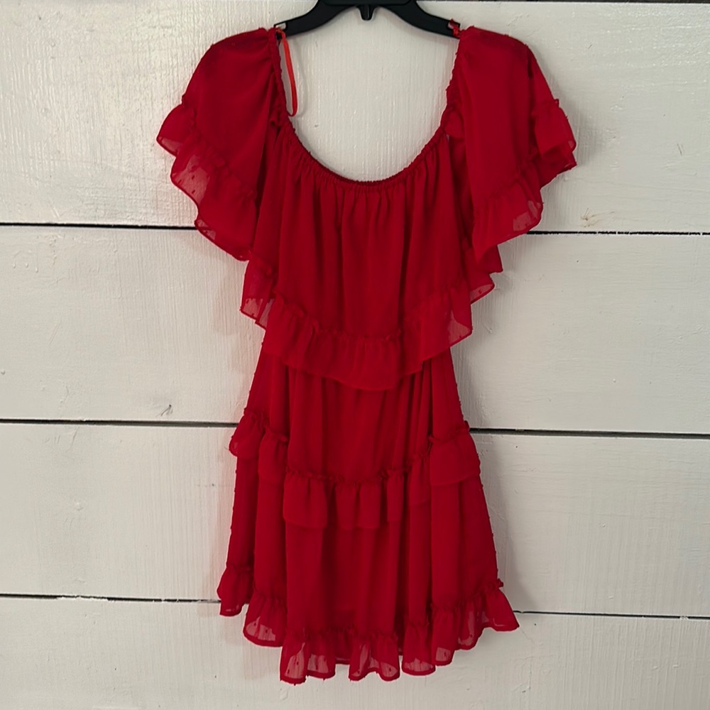 Red strapless off the shoulder small